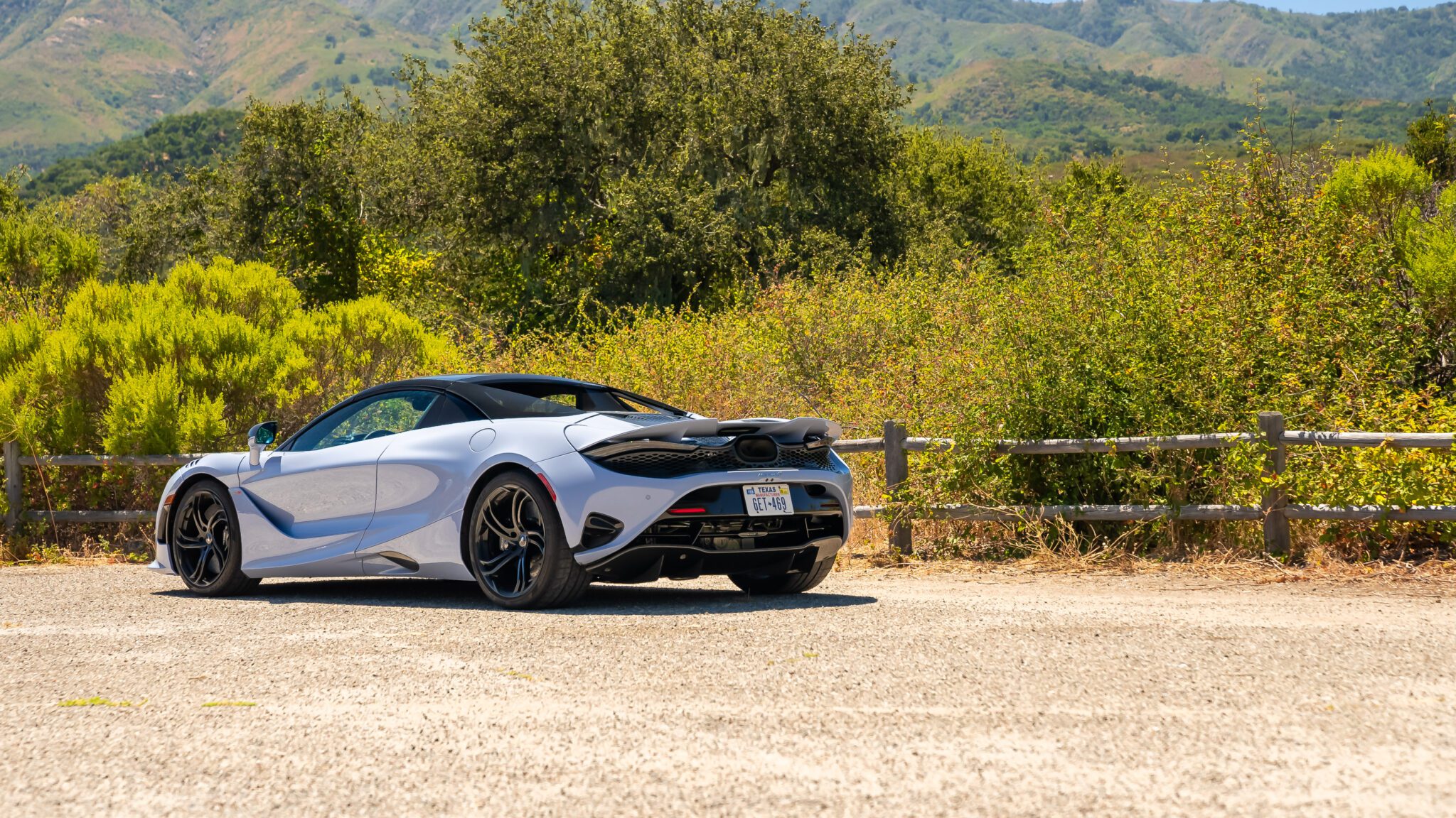 An image of a McLaren 750S Spider parked outdoors.