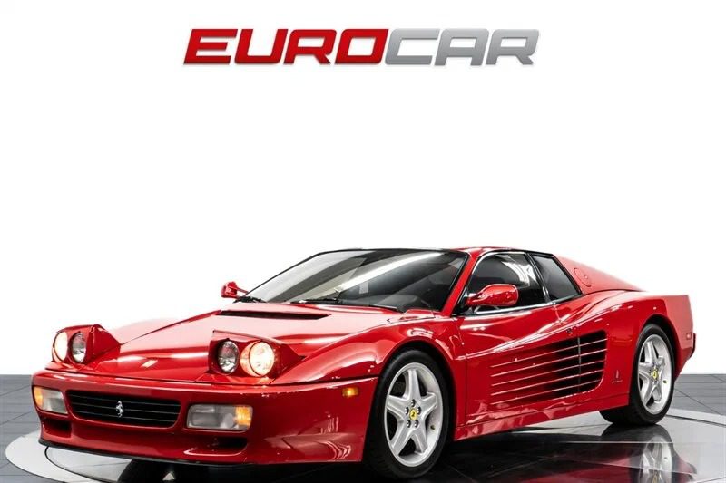 A red sports car on display in the showroom evokes nostalgia, reminiscent of iconic 90s cars with the word "EUROCAR" illuminated above it.