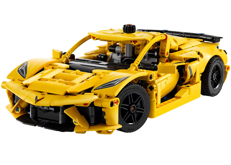 Discover the yellow toy sports car model, inspired by automotive excellence. With visible detailed components and sleek black wheels, it's a must-have for enthusiasts. Explore our collection of Automotive-Inspired LEGO Sets to find more like it!.