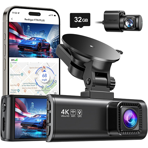         Discover incredible savings with the 4K dash cam, perfect for Black Friday 2024. Featuring WiFi, GPS, a 32GB card, plus a smartphone display showing a car and map interface. Comes complete with mount and rear camera for the biggest savings of the year at duPont REGISTRY.