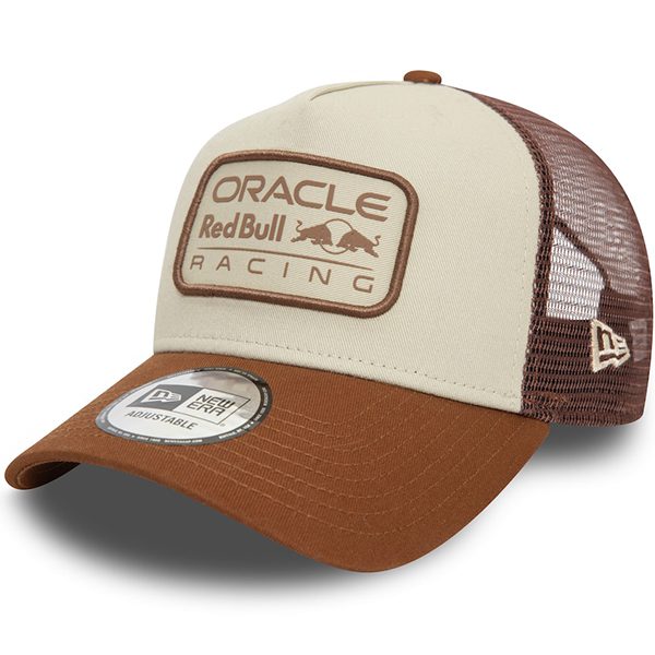 Baseball cap with "Oracle Red Bull Racing" logo, featuring a brown brim and mesh back. Adjustable strap on the back. Grab it during Black Friday 2024 for the biggest savings at duPont REGISTRY!