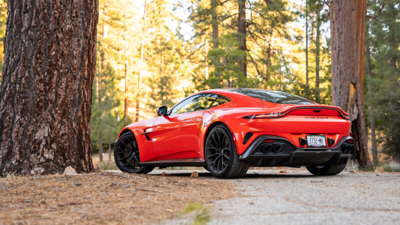 An image of an orange 2025 Aston Martin Vantage parked outdoors.