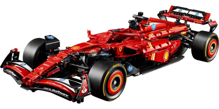 Introducing the LEGO Technic Ferrari SF-24: a stunning red Formula 1 car model complete with intricate details and authentic sponsor logos. Ideal for enthusiasts and collectors, this F1 build set captures the essence of racing excellence in true LEGO style.