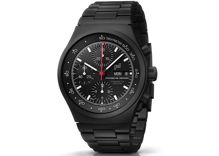 Discover the black Porsche Design chronograph watch, featured in the 2024 Holiday Gift Guide by duPont REGISTRY. It boasts a tachymeter scale, three subdials, and a date display—an impeccable gift for any occasion.