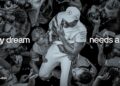 A racing driver in a Mercedes cap is lifted by a crowd of photographers and team members, capturing the essence of teamwork. Lewis Hamilton stands out in this farewell documentary moment, with the text "every dream needs a team" displayed across the image.