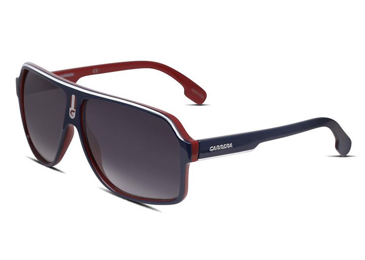 Discover the ultimate driver accessory with dark sunglasses featuring a matte black frame and red accents on the arms, proudly displaying the brand's logo. Perfectly blending style and performance, they are truly your best sunglasses choice.