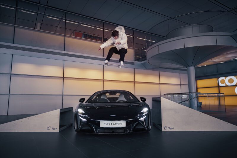 Watch This Skateboarder Jump A 0K Artura At McLaren’s Headquarters