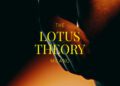 Close-up of a person's torso and hand in shadow, with yellow text overlay "The Lotus Theory Milano," subtly echoing the elegance showcased at Milan Design Week. The dark background adds an aura, capturing the essence of innovative design reminiscent of the Theory 1 Concept Car.