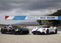 Two sleek sports cars, a "Safety Car" and a "Lead Car," are poised by the Circuit Paul Ricard sign under a cloudy sky, embodying the thrilling spirit of GT World Challenge Europe.