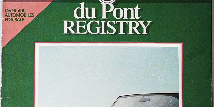 The duPont REGISTRY magazine cover showcases a stunning red convertible under the banner of "Special Corvette Issue" with over 400 automobiles for sale. Celebrating its 40th Anniversary, this October 1988 issue highlights an era of iconic cover cars.