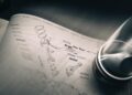 A close-up of a technical drawing showing engine parts with a metal piston placed on top, reflecting Lamborghini Polo Storico’s dedication to preserving automotive history.