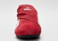 A red suede STARLINE Sneaker with a black sole, showing the front view. The text "RSRV" is printed in white on the top, blending iconic Alpinestars RSRV and F1 DNA design elements.