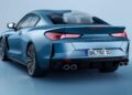 A blue coupe sports car shown from the rear, featuring quad exhaust pipes, distinctive tail lights, and "Bovensiepen" branding on the trunk—an elegant nod to its Bavarian-Italian GT heritage.