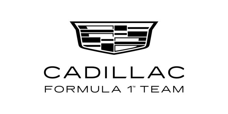 Black and white Cadillac Formula 1 new logo above the words “CADILLAC FORMULA 1 TEAM” on a white background, unveiled at the Miami Grand Prix.