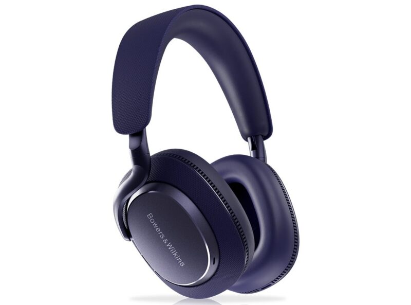 Blue over-ear wireless headphones with cushioned ear cups and adjustable headband, featuring "Bowers & Wilkins" branding on the side—an ideal pick for any Father's Day Gift Guide from duPont REGISTRY.