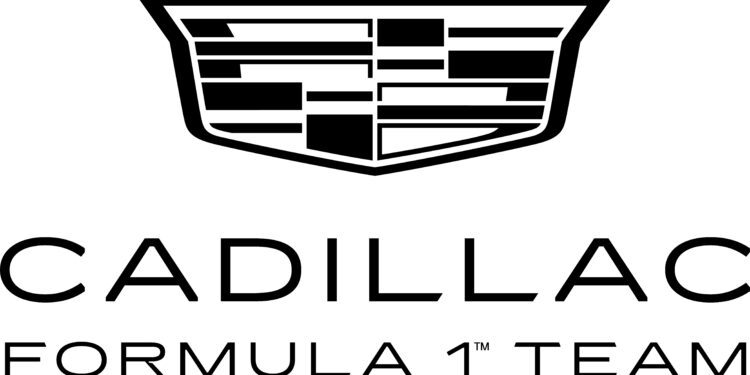 Black and white logo featuring a stylized Cadillac crest above the words "Cadillac Formula 1 Team" in bold, modern lettering.