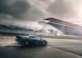 The Lamborghini Temerario makes a dynamic debut as it races along the track.