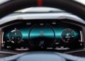Digital car dashboard display showing speedometer, temperature, time, fuel level, boost gauge, odometer, and gear in park mode—perfect for a Track Review of the Lamborghini Temerario or V12 Revuelto.