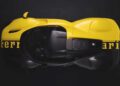 A yellow and black Ferrari Daytona SP3, worth $26 million, photographed from above against a black background—a true billionaire's dream.