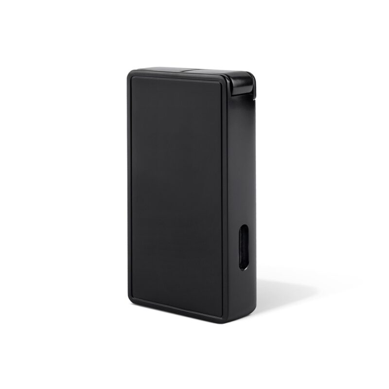 A small, rectangular black electronic device with smooth edges and a single visible port on the side—perfect for those seeking a subtle style upgrade in their collection of luxury accessories.