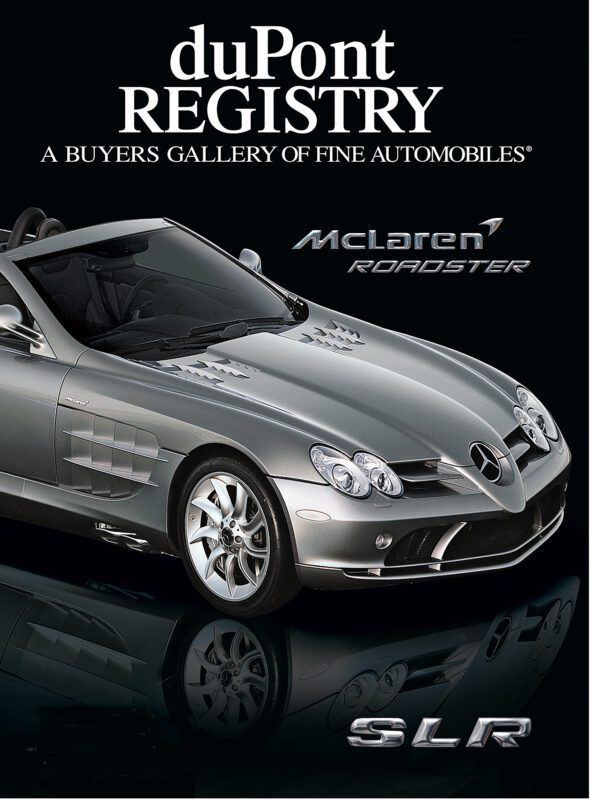 A silver McLaren SLR Roadster graces the Cover Cars section of duPont REGISTRY’s luxury automobile magazine, celebrating the brand’s 40th Anniversary.