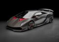 Matte black Lamborghini sports car with red accents, aerodynamic design, large rear wing, and black alloy wheels—displayed in a studio setting inspired by Lamborghini Centro Stile at 20: The Studio Behind Every Modern Bull.