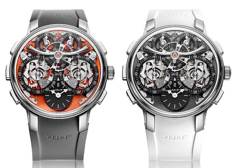 Featured in the 2026 Holiday Gift Guide by duPont REGISTRY, these intricately designed mechanical wristwatches boast stainless steel cases, exposed gears, and vibrant orange-silver or black-silver faces—perfect holiday gifts for watch enthusiasts.